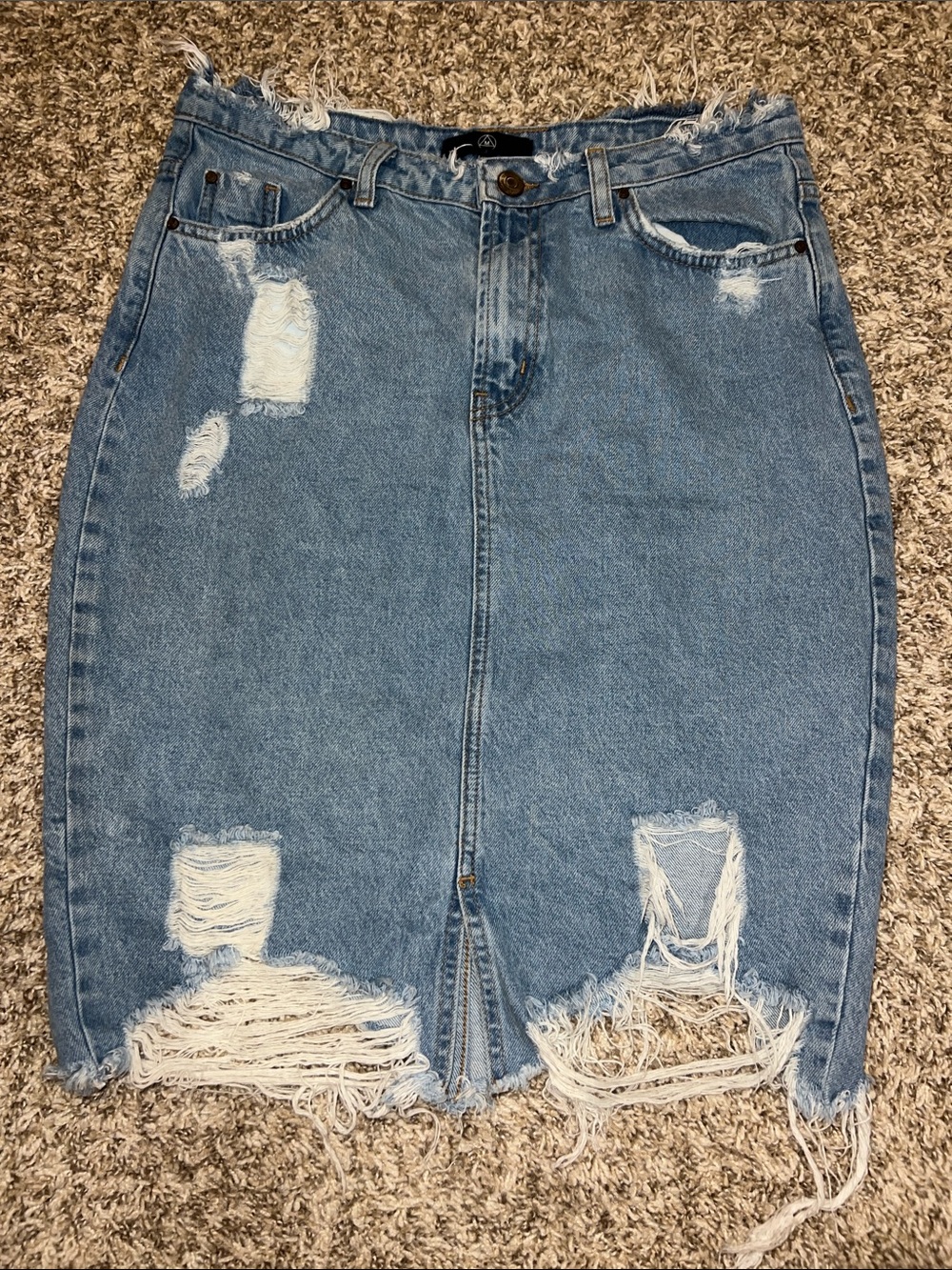 Missguided Distressed Denim Pencil Skirt - Light Blue Sz 6!